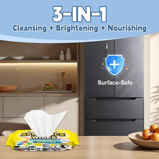 72Pcs Appliance Wipes for Cleaning Washing Machine, Dryer Stainless Steel Refrigerator, Glass Cooktop, Microwave, Dishwasher, Counter, Tile