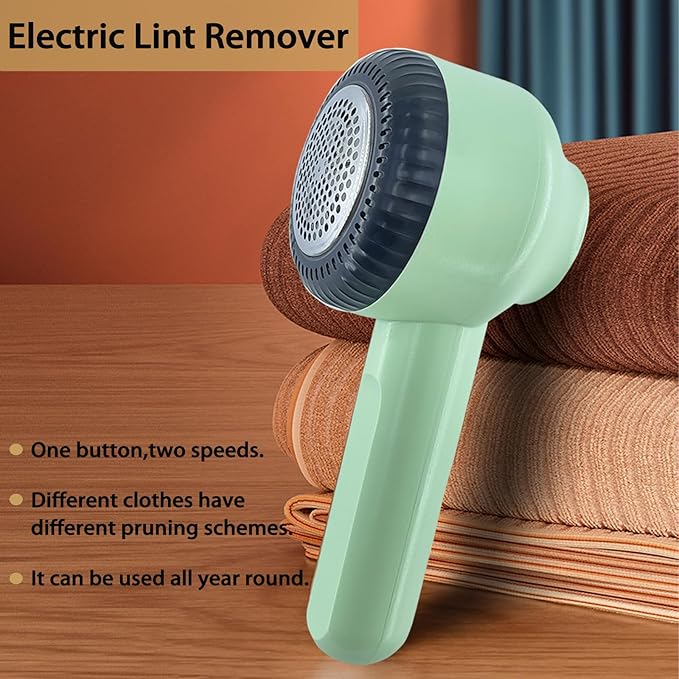 Electric Lint Removers,Rechargeable Fabric Shaver with 6 Leaf Blades Useful for Clothes, Furniture, Sofas, Blankets (Green)