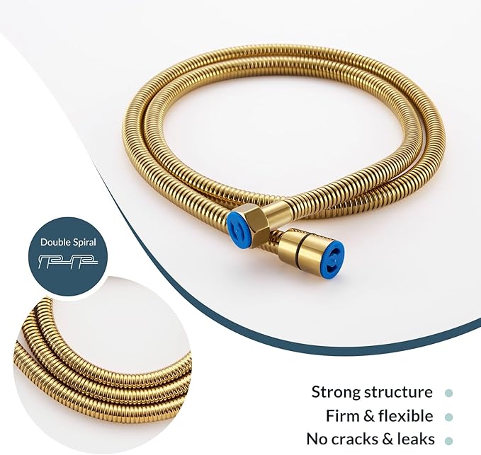 APLusee Titanium Gold Shower Hose, 59-Inch Extra Long Handheld Shower Head Hose Replacement
