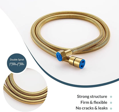 APLusee Titanium Gold Shower Hose, 59-Inch Extra Long Handheld Shower Head Hose Replacement