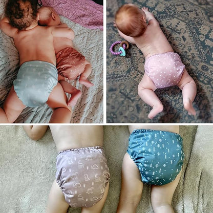 Mama Koala 3.0 Cloth Diapers for Babies with Suede Cloth Lining, Reusable Washable One Size Adjustable Pocket Diapers for Newborn and Toddler, 6 Pack with 6 5-Layer Natural Inserts (S-My Warm Heart)