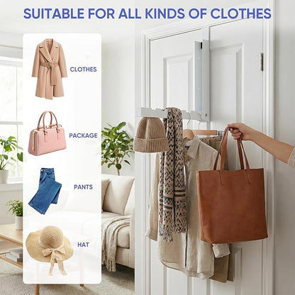 6-Pack Over The Door Hanger – Folding Clothes Drying Rack & Folding Hanging Coat Rack, Space-Saving Towel Organizer for Bathroom, Bedroom & Laundry Room