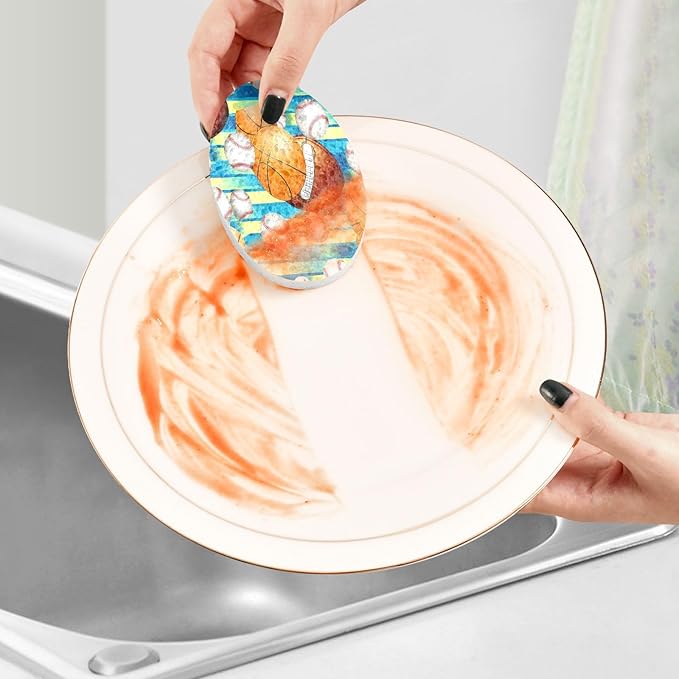 Sports Ball Kitchen Scrub Sponges, Pop-up Kitchen Cleaning Sponges Reusable Dish Washing Sponges for Bathroom Household Cleaning 3 Pack - Non Scratch Scrubber