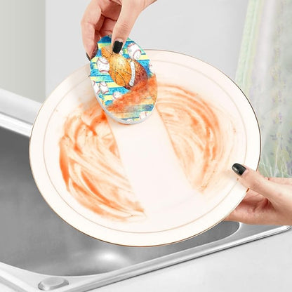 Sports Ball Kitchen Scrub Sponges, Pop-up Kitchen Cleaning Sponges Reusable Dish Washing Sponges for Bathroom Household Cleaning 3 Pack - Non Scratch Scrubber