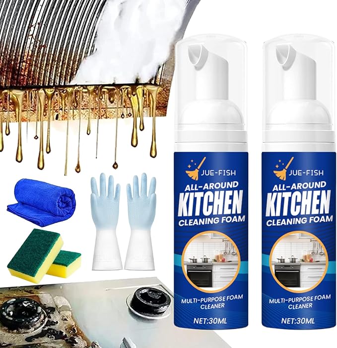 Kitchen Foam Cleaner, All-Round Kitchen Cleaning Foam, Japanese Multi-Purpose Cleaner Spray, Quickly Remove Oil & Dirt and Free Your Hands (2Pcs)