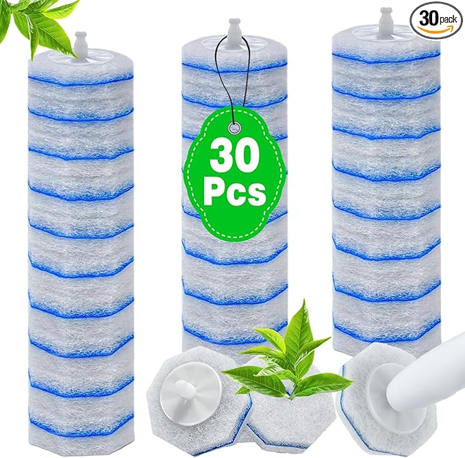 30 Count Toilet Wand Refills for Clorox, 4X Cleaning Power Toilet Bowl Cleaner Refill Pads for Clorox Wand System, Disposable Toilet Brush for Bathroom Cleaning，Light Scent