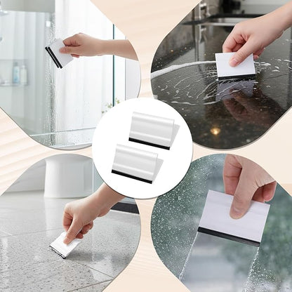Small Rubber Squeegee 2 Pcs All-Purpose Mini Soft Rubber Window Squeegee Small Squeegees Window Scrubber Scraper for Kitchens Bathroom Shower Mirrors Car Windshield （Black, White）