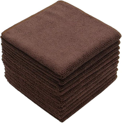 Microfiber Dish Cloths Fast Drying Kitchen Cleaning Cloth Dish Rags Dust Cloths Ultra Absorbent Lint Free Washcloths 12inch x 12inch 10 Pack Brown