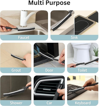 CrafTreat Hard Bristle Crevice Cleaning Brush – 6 Pack (Black) – Gap Scrub Brushes for Kitchen, Bathroom, Window Tracks, Grout, Car & Tight Spaces – Household Cleaning Tool