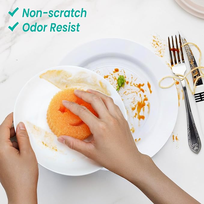 HELIME Scrub Sponges Dish Scrubber, Non-Scratch Multi-Functional Color Sponge, Temperature Controlled Cleaning Pads, Dishwasher Safe for Kitchen, Bathroom, Stain Odor Resistant BPA Free Polymer Foam