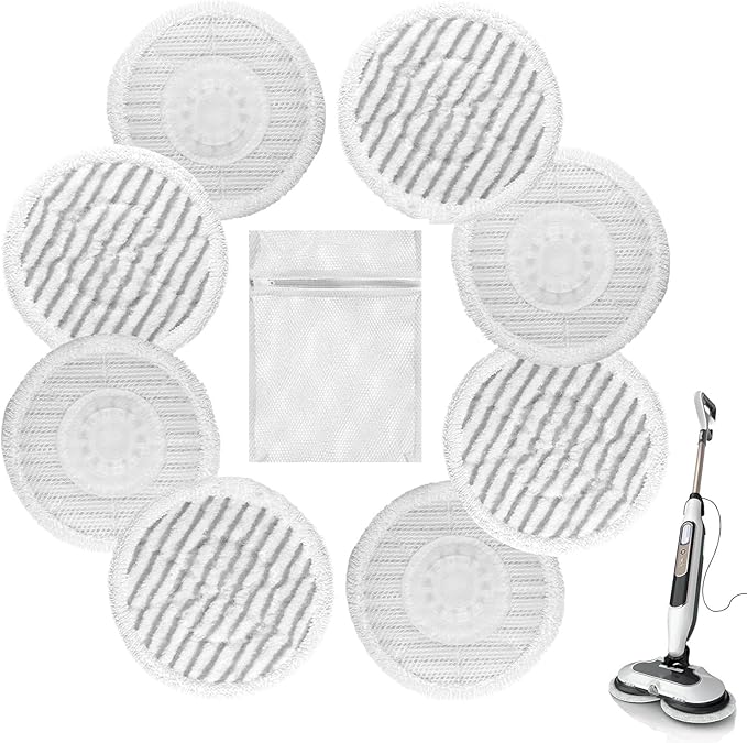 8 Pack Replacement Steam Mop Pads for Shark with 1 Laundry Bag, Fits S8201, S8001, S7001, S7201, S7000AMZ, S7005, S7020, S7001C Washable, Durable Steam and Scrub Pads for All Floors