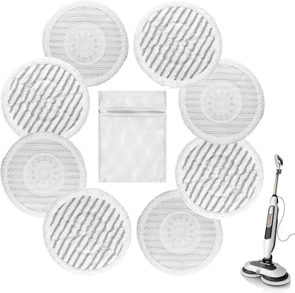 8 Pack Replacement Steam Mop Pads for Shark with 1 Laundry Bag, Fits S8201, S8001, S7001, S7201, S7000AMZ, S7005, S7020, S7001C Washable, Durable Steam and Scrub Pads for All Floors