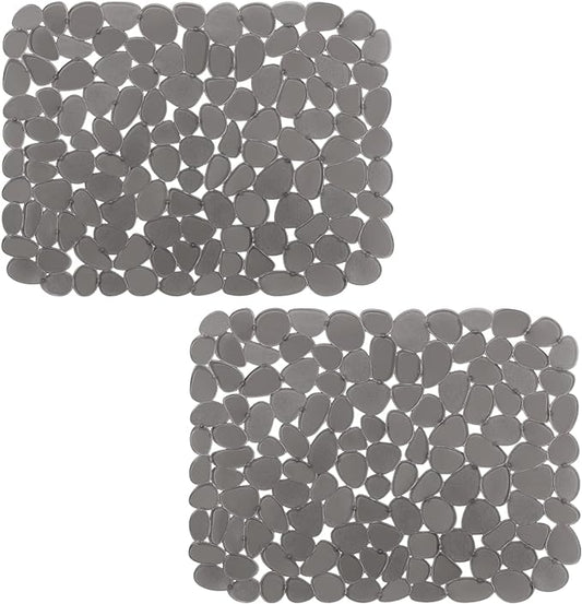 Bligli Pebble Sink Mat for Stainless Steel/Ceramic Sinks, 2 Pack PVC Sink Protectors Mats for Bottom of Kitchen Sink, Dish Drying Mat for Dishes and Glassware, 15.7 x 11.8 inch, Grey