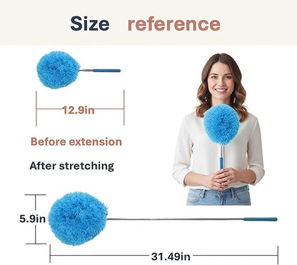 Fan Cleaner Duster (Single Pack) – Extendable Ceiling Fan Cleaner with Blue Microfiber Head, Duster with Extension Pole for Ceilings, Blinds & Corners, No Ladder Needed