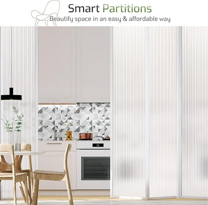LUTE Reeded Glass Window Privacy Film, Frosted Glass Film, Removable 3D Decorative Decals Sun Blocking Anti UV Door Window Cover, No Glue Static Cling Vinyl for Bathroom Home Office, 35.4" x 157.4"