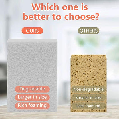 Cellulose Sponges, Large Size 4" x 6" x 1" - Heavy Duty Scrub Kitchen Sponge, Clean Tough Messes Without Scratching Kitchen Cleaning Pads, Pop Up Eco DIY (6 Pack), White
