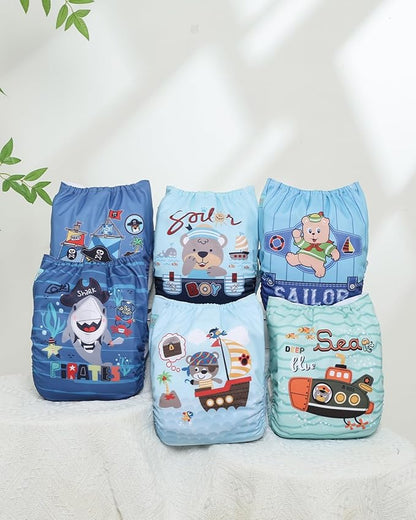 ALVABABY Baby Cloth Diapers 6 Pack with 12 Inserts Cloth Diaper Covers Adjustable Washable Reusable for Baby Girls and Boys