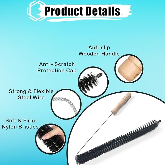 Flexible Clothes Dryer Lint Remover Vent Trap Exhaust Cleaner Kit Clean Brush Gas Electric Fire Prevention Refrigerator Coil, Fireplace Chimney Brushes, Use with or Without Power Drill