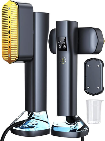 Steamer for Clothes,Portable Handheld Garment Steamer, 200ml Capacity,1000W 15s Fast Heat-UP, Leak-Proof Fabric Wrinkle Remover Ceramic Panel, 2-in-1 Dry & Wet Iron for Home and Travel -Black&Golden