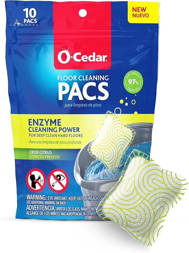 O-Cedar EasyWring RinseClean Microfiber Spin Mop & Bucket Floor Cleaning System with 1 Extra Refill with Citrus and Lavender Pacs (Variety Pack)