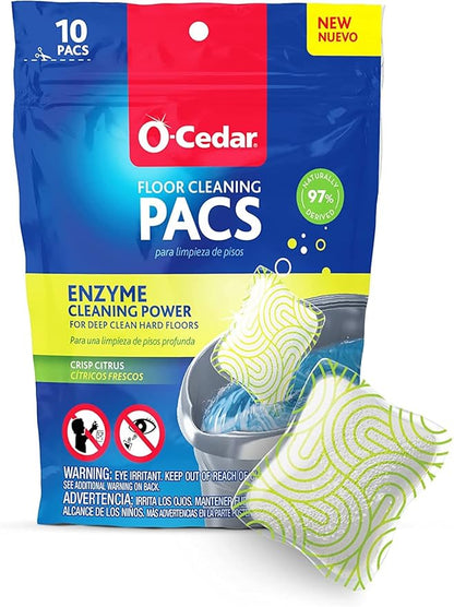 O-Cedar EasyWring RinseClean Microfiber Spin Mop & Bucket Floor Cleaning System with 1 Extra Refill with Citrus and Lavender Pacs (Variety Pack)