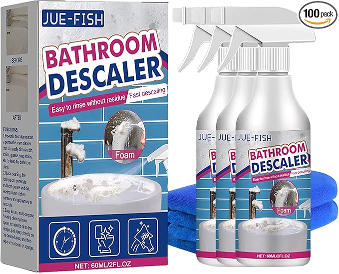 Lanenow Jue-Fish Bathroom Descaler Foam Cleaner - Stubborn Stains Remover, Fresh Scent, All Purpose Bubble Spray (3pcs)