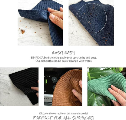 Hand‑Dyed 5‑Pack Swedish Dishcloths – Reusable, Biodegradable Cloths, Super‑Absorbent Dual‑Texture, Plastic‑Free Packaging, Made in Sweden