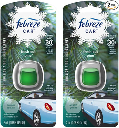 Febreze Car Vent Clip Air Freshener - Fresh-Cut Pine - Holiday Collection 2017 - Net Wt. 0.06 FL OZ (2 mL) Per Vent Clip - Pack of 2 Vent Clips