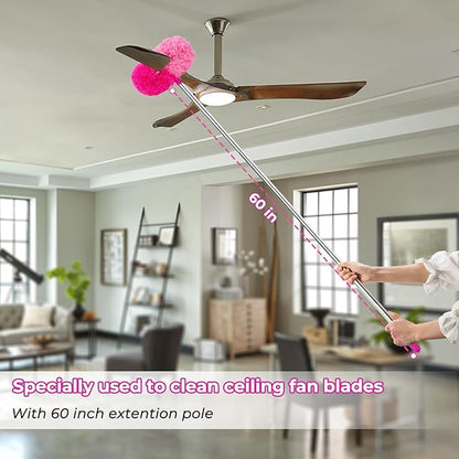 CALBEAU Ceiling Fan Cleaner Duster with 60 inch Extension Pole, Dusters for Cleaning High Ceiling Fan Blades, Dusters Kit with Storage Bag, Cleaning Tools for Families (13pcs)