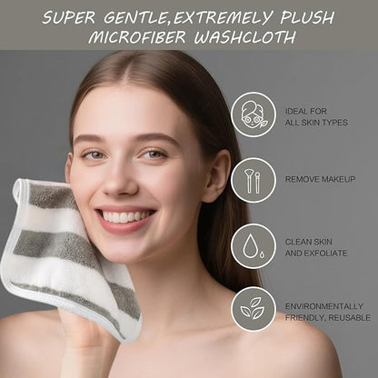 SINLAND Microfiber Facial Cloths Fast Drying Washcloth 8inch x 8inch Absorbent Face Wash Cloth Soft Makeup Remover Cloths