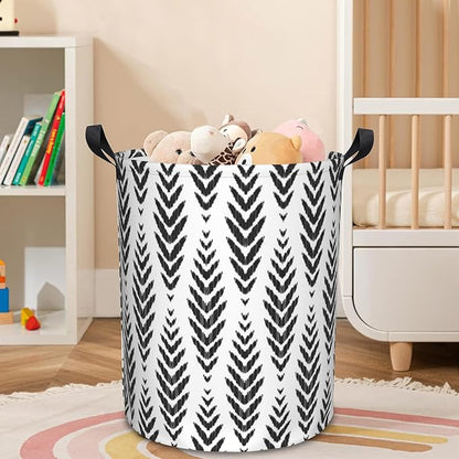 Laundry Basket Herringbone Pattern Laundry Hamper Large Laundry Basket Storage Basket Tote Bag Collapsible Organizer Basket for Bathroom,Laundry,Bedroom 17.3 x16.5 Inch