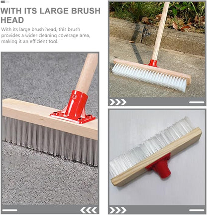 BESPORTBLE Hard Bristle Floor Scrub Brush with 40cm Long Handle, Sturdy Nylon Decking Brush for Patio, Bathroom, Outdoor and Carpet Cleaning