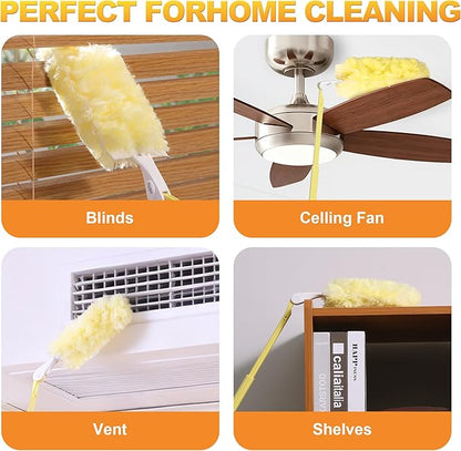 JOYMOOP Scented Telescopic Duster kit, 3FT Extendable Handle (Yellow) + 24 Yellow Refills for Swiffer Feather Duster,Easy Cleaning for Ceilings, Ceiling Fans, Blinds, Vents & Shelves