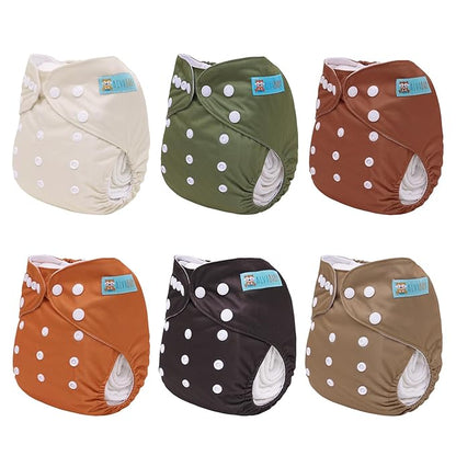 ALVABABY Baby Cloth Diaper 6 Pack with 12 Inserts One Size Cloth Diaper Covers Adjustable Washable Reusable for Baby Girls and Boys