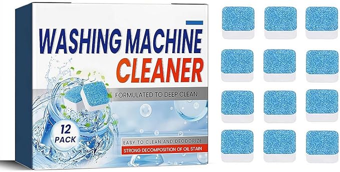 Washing Machine Cleaner Descaler - 12 Pack Deep Cleaning Tablets for Front Loader & Top Load Washer, Clean Inside Drum and Laundry Tub Seal, Bulk 6 Months Supply ﻿