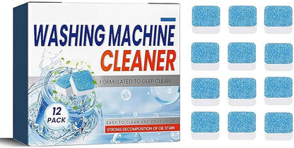 Washing Machine Cleaner Descaler - 12 Pack Deep Cleaning Tablets for Front Loader & Top Load Washer, Clean Inside Drum and Laundry Tub Seal, Bulk 6 Months Supply ﻿