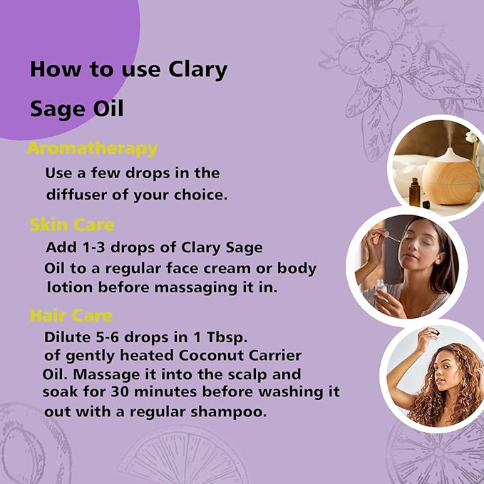 GM Gumili Clary Sage Essential Oil 1 oz-100% Pure & Undiluted Clary Sage Oil for Diffuser, Skin, Massage, DIY