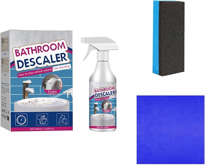 DIMOT Bathroom Descaler Foam Cleaner -Foam Cleaner Spray, 2025 New Multipurpose Bathroom Descaler Spray, Bathtub, No-Rinse Formula，Includes A Cleaning Cloth And A Cleaning Sponge