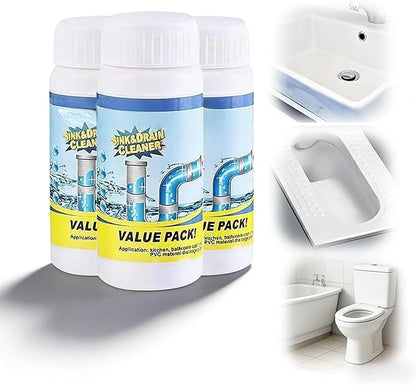 Sink and Drain Cleaner, Pipeline Dredging Agent Powder Drain Cleaner for Kitchen & Bathroom Sink Drains, Clog Prevention & Odor Control (3 PC)