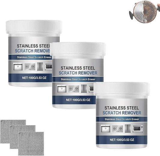Stainless Steel Scratch Remover Kit, 100g/3.530z Rust Remover for Metal, Multi-purpose Powerful Rust Remover, Easy to Sprays, For Oven, Appliances, Sink, Cookware (3PCS)