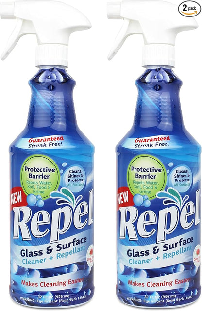 Clean-X REPEL Glass & Surface Cleaner 32 fl. oz. - Cleans & Repels water spots and dirt on glass, mirror, tile and multi surface by UNELKO (2)