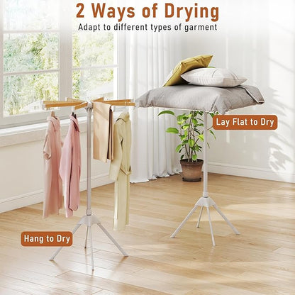 Giantex 4 Legs Clothes Drying Rack, Foldable Laundry Drying Rack with 8 Bamboo Hanging Rods, 40 Hanger Slots and Heavy-Duty Metal Frame, Collapsible Space-Saving Octopus Airer for Indoor Use