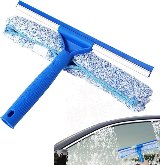 Shower Glass Cleaner, Cleaning Tool with Removable and Streak-Free Cloth, Bathroom and Drainer for Home, Apartment, Car, Office, Indoor, Outdoor, Door, Azule