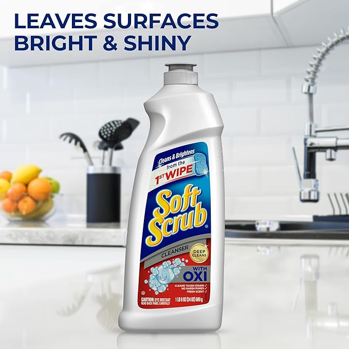Soft Scrub Multi-Purpose Kitchen and Bathroom Cleanser with Oxi, 36 Ounce (Pack of 1)