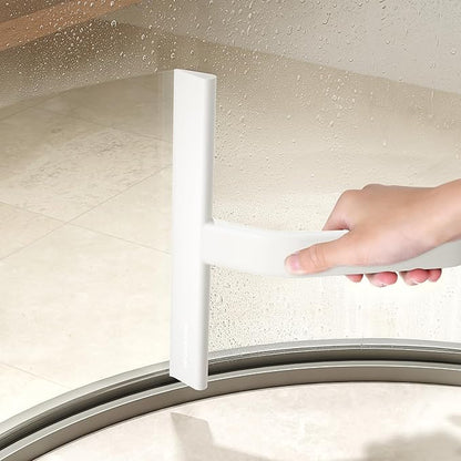 dancemoon JustHang Shower Squeegee for Glass Doors, All-in-One Award-Winning Silicone Squeegee with Built-in Hook for Bathroom, Window, Mirror, Tile Wall, Car, Streak-Free Cleaner Tool, 10-Inch White