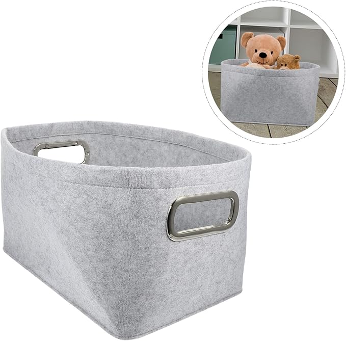 Hemobllo Felt Storage Basket Large Capacity Multi Purpose Organizer for Clothes and Sundries Lightweight Laundry Hamper for Home Bathroom Bedroom Light Gray