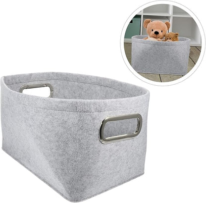 Hemobllo Felt Storage Basket Large Capacity Multi Purpose Organizer for Clothes and Sundries Lightweight Laundry Hamper for Home Bathroom Bedroom Light Gray