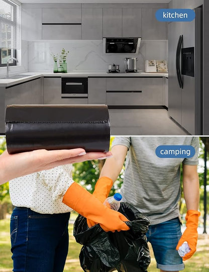 Waikas Kitchen Trash Bags 13 Gallon, 20 Counts, Flag Garbage Bags with No Flaps and No Ties, 60cm*80cm, 16.8g/pcs, Unscented, Black