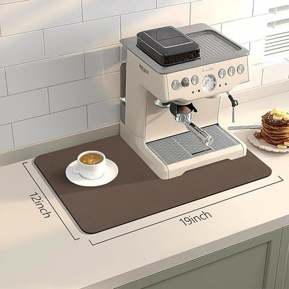 Bloss Absorbent Coffee Mat, Dish Drying Mat for Kitchen Counter Coffee Bar Accessories Espresso Machine, Dish Drainer/Home Improvement(16.1"x24.1", Brown)