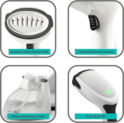 True & Tidy Steamer for Clothes, Portable Handheld Garment Fabric Wrinkles Remover, 30-Second Fast Heat-up, Auto-Off, Large Detachable Water Tank
